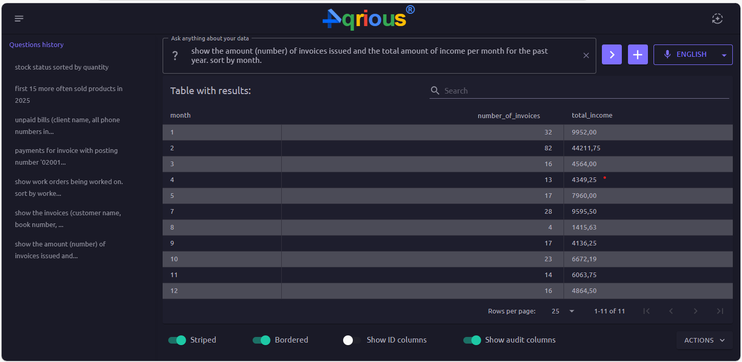 4qrious Interface Screenshot
